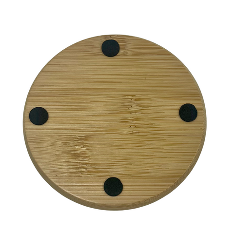 Cinci Skyline Bamboo Wood Coaster Set w/ Metal Holder (Set of 4)
