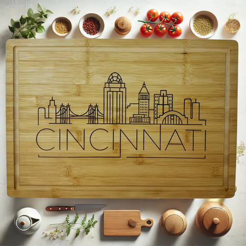 Cincinnati Skyline 12x9 Wood Cutting/Charcuterie Board