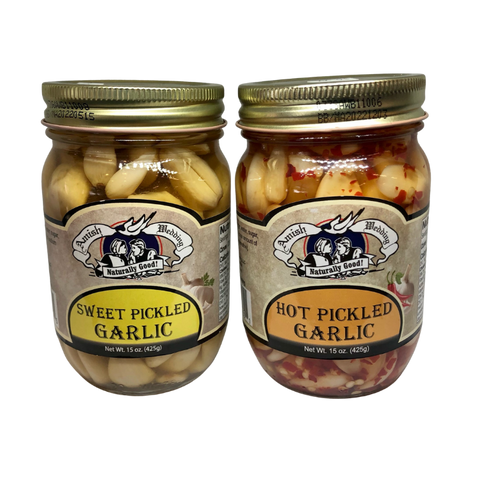 Amish Wedding Sweet & Hot Pickled Garlic Bundle - 15oz each (Millersburg, OH)