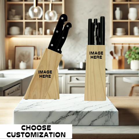 Customizable 5-Piece Small Wood Block Knife Gift Set