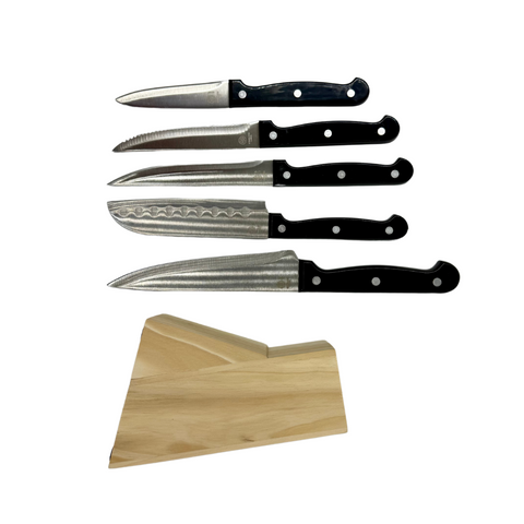 Customizable 5-Piece Small Wood Block Knife Gift Set