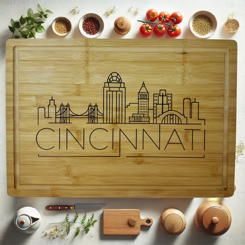 Cincinnati Skyline 12x9 Walnut Wood Cutting/Charcuterie Board