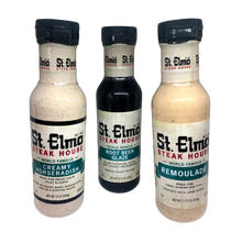 Load image into Gallery viewer, St. Elmo &quot;World Famous&quot; Creamy Horseradish, Root Beer Glaze, &amp; Remoulade Bundle Box - (Indianapolis, IN)
