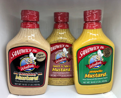 Woeber's Dusseldorf, Sweet and Spicy, & Jalapeno Mustard Bundle Box - 16oz each (Springfield, OH)