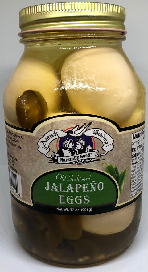 Amish Wedding Old Fashioned Pickled Jalapeno Eggs - 32oz (Millersburg, OH)